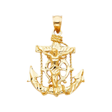 Mariner Cross Anchor Pendant - 14k Yellow Gold