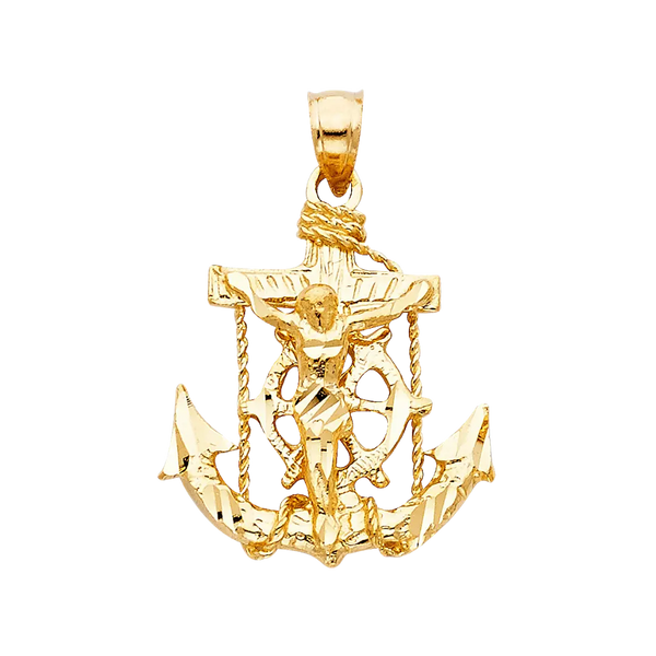 Mariner Cross Anchor Pendant - 14k Yellow Gold