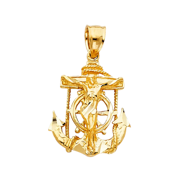 Mariner Cross Anchor Pendant - 14k Yellow Gold