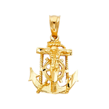 Mariner Cross Anchor Pendant - 14k Yellow Gold