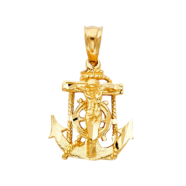 Mariner Cross Anchor Pendant - 14k Yellow Gold