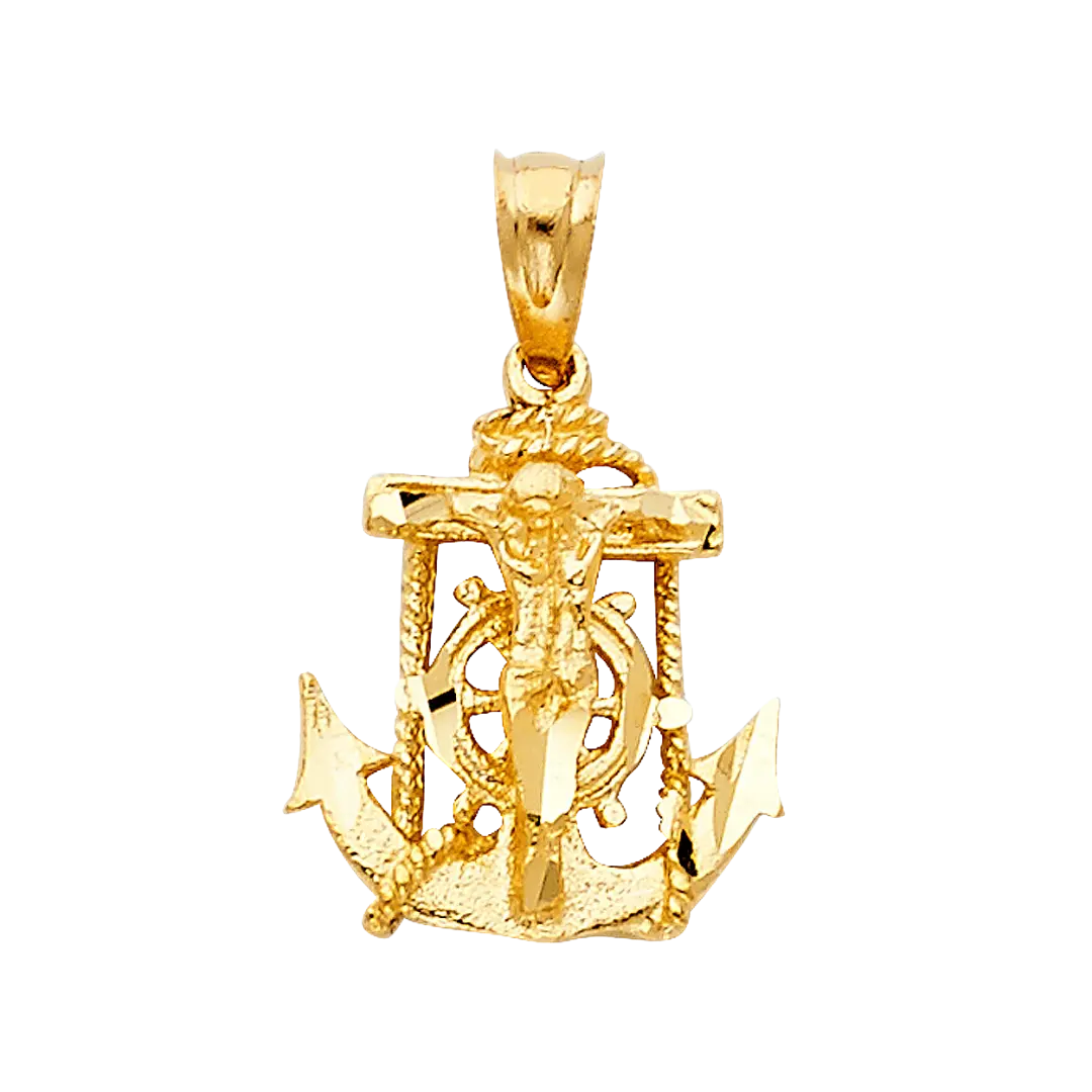 Mariner Cross Anchor Pendant - 14k Yellow Gold