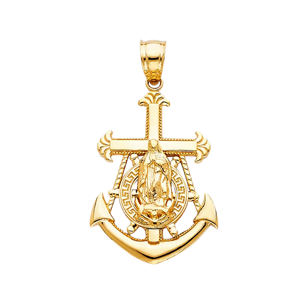 Guadalupe Anchor Pendant - 14k Yellow Gold