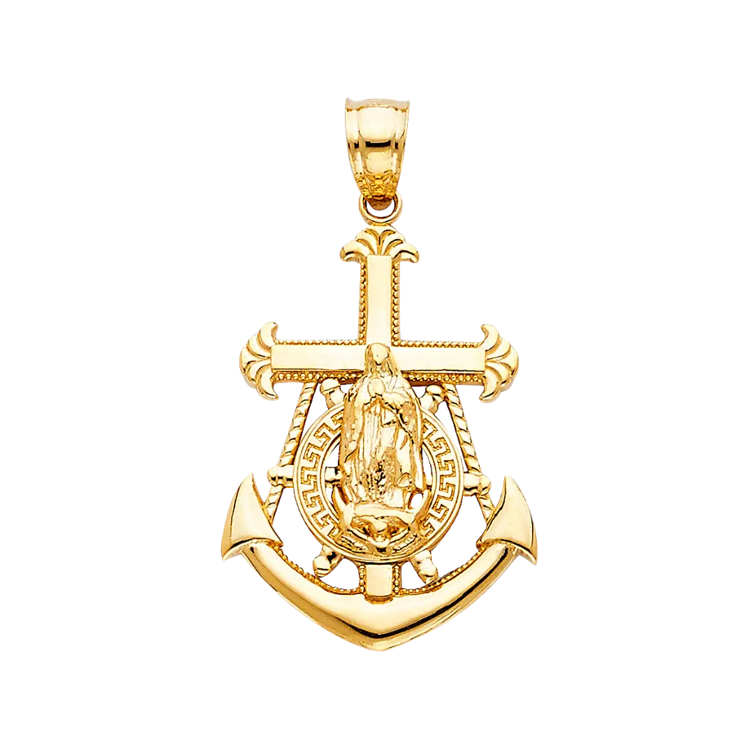 Guadalupe Anchor Pendant - 14k Yellow Gold