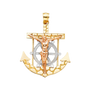 Mariner Cross Anchor Pendant - 14k Tri Color Gold