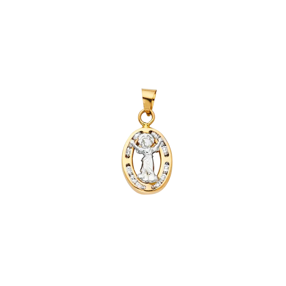 Divine Infant Jesus Pendant - 14k Two Tone Gold