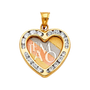 Heart Te Amo with CZ Pendant - 14k Tri Color Gold