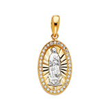 Guadalupe with CZ Pendant - 14k Two Tone Gold