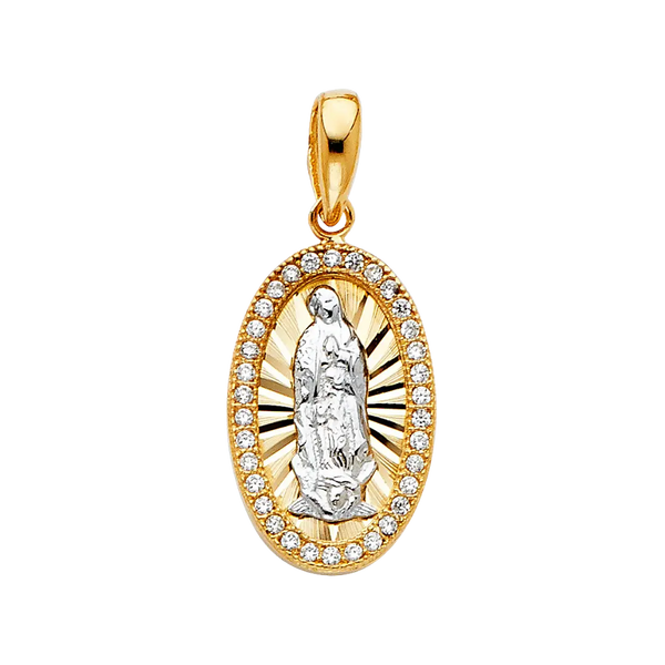 Guadalupe with CZ Pendant - 14k Two Tone Gold