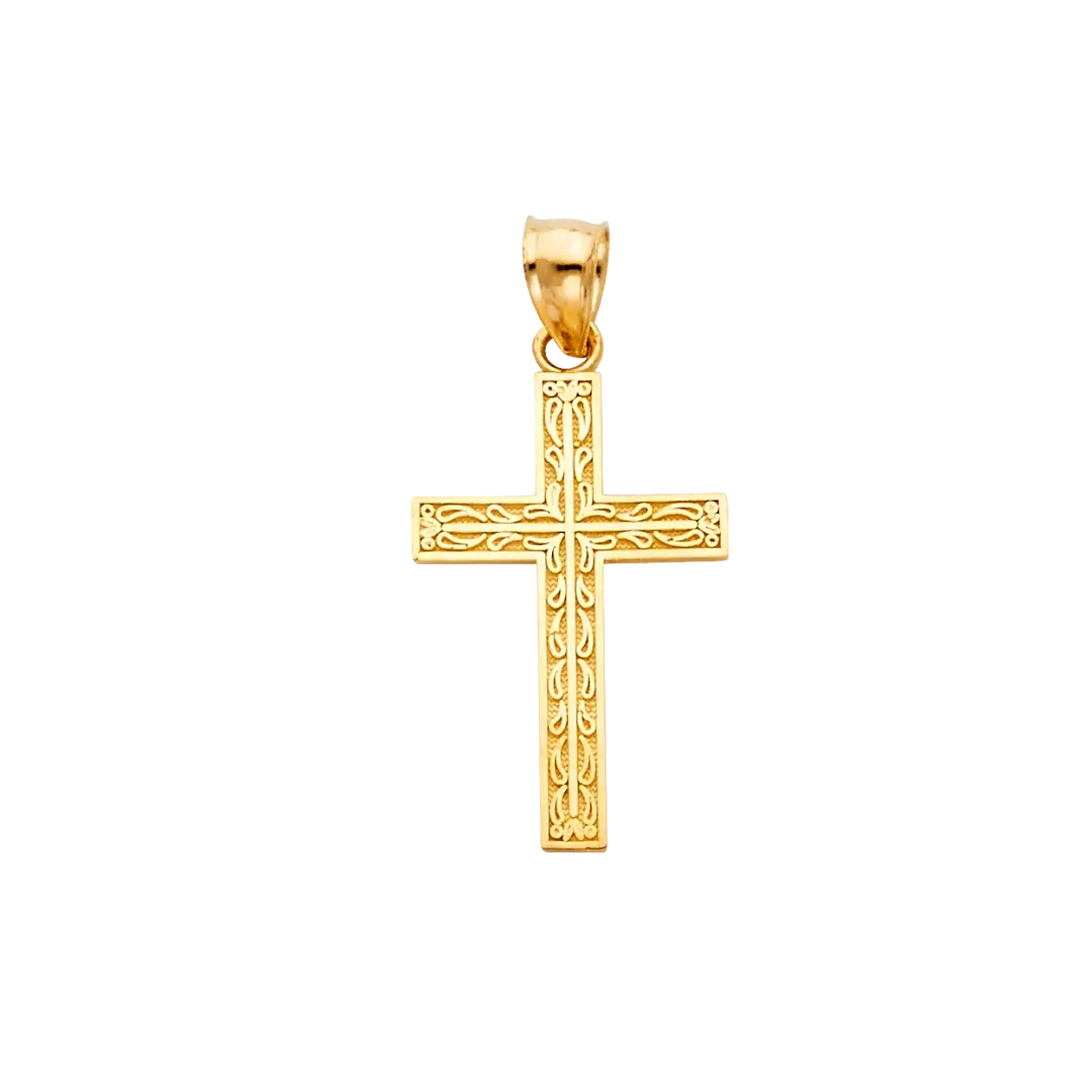 Latin Cross Crucufix Pendant - 14k Yellow Gold