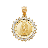 Guadalupe Medal with CZ Pendant - 14k Yellow Gold