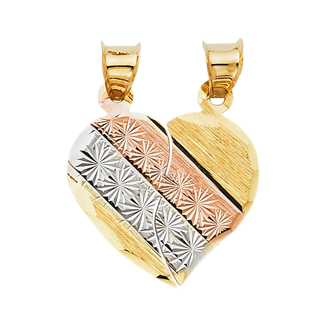 Heart 2 Piece Pendant - 14k Tri Color Gold