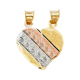 Heart 2 Piece Pendant - 14k Tri Color Gold