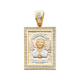 Malverde Sinaloa with CZ Pendant - 14k Tri Color Gold