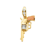 Pistol Gun Pendant - 14k Tri Color Gold