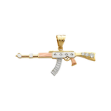 Rifle Gun with CZ Pendant - 14k Tri Color Gold