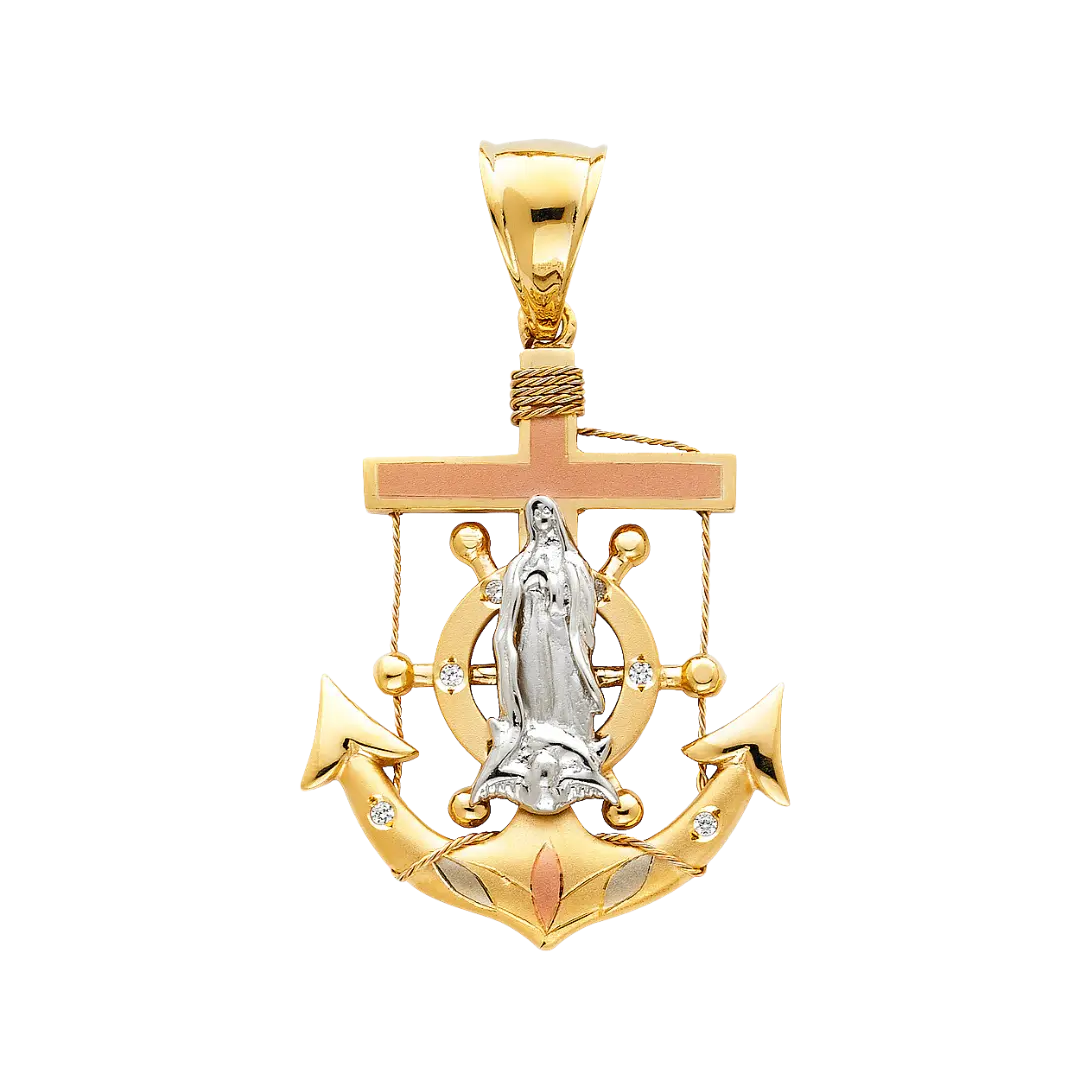 Guadalupe Anchor Pendant - 14k Tri Color Gold