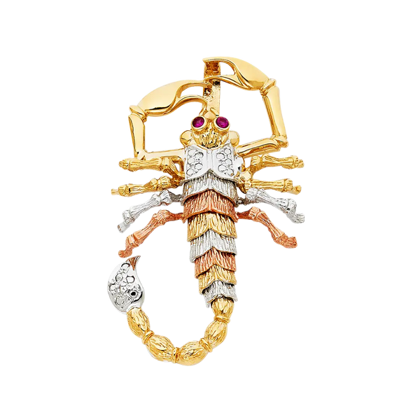 Scorpion Pendant - 14k Tri Color Gold