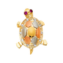 Turtle with CZ Pendant - 14k Tri Color Gold