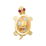 Turtle with CZ Pendant - 14k Tri Color Gold