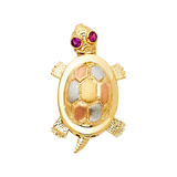 Turtle with CZ Pendant - 14k Tri Color Gold