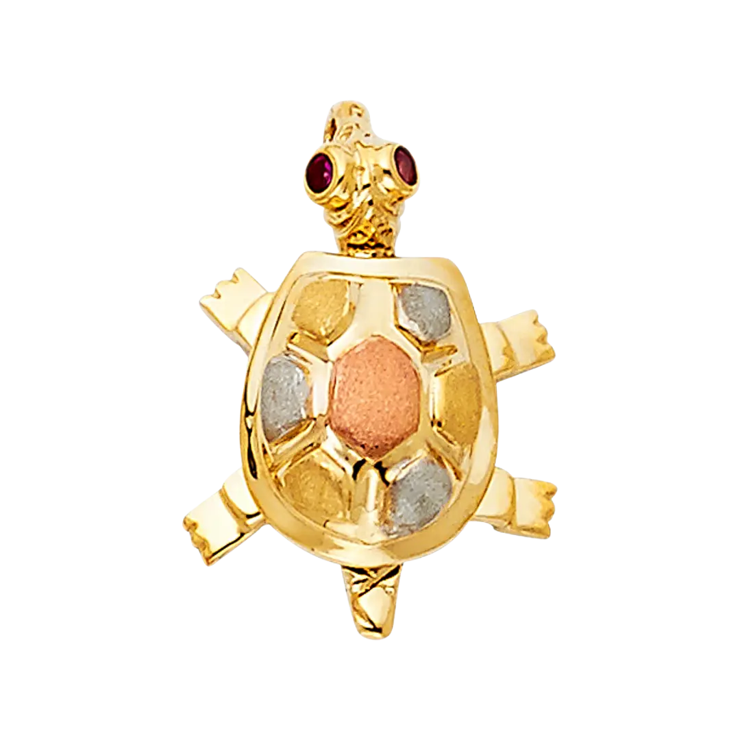 Turtle Pendant - 14k Tri Color Gold