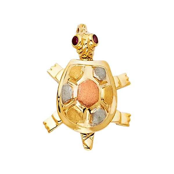 Turtle Pendant - 14k Tri Color Gold