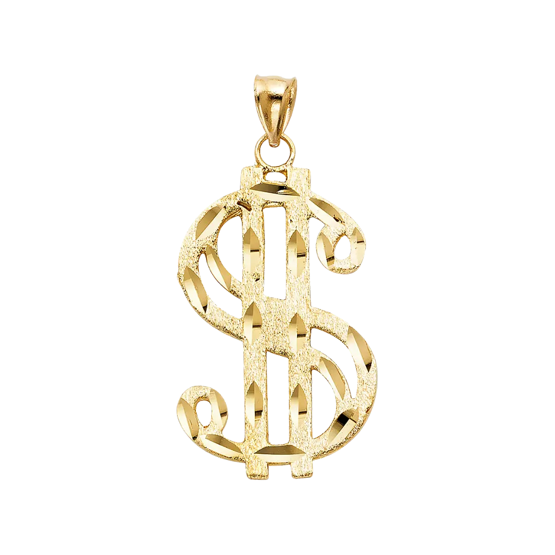 Dollar Sign Pendant - 14k Yellow Gold