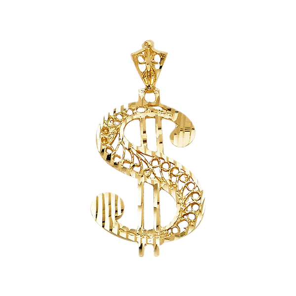 Dollar Sign Pendant - 14k Yellow Gold