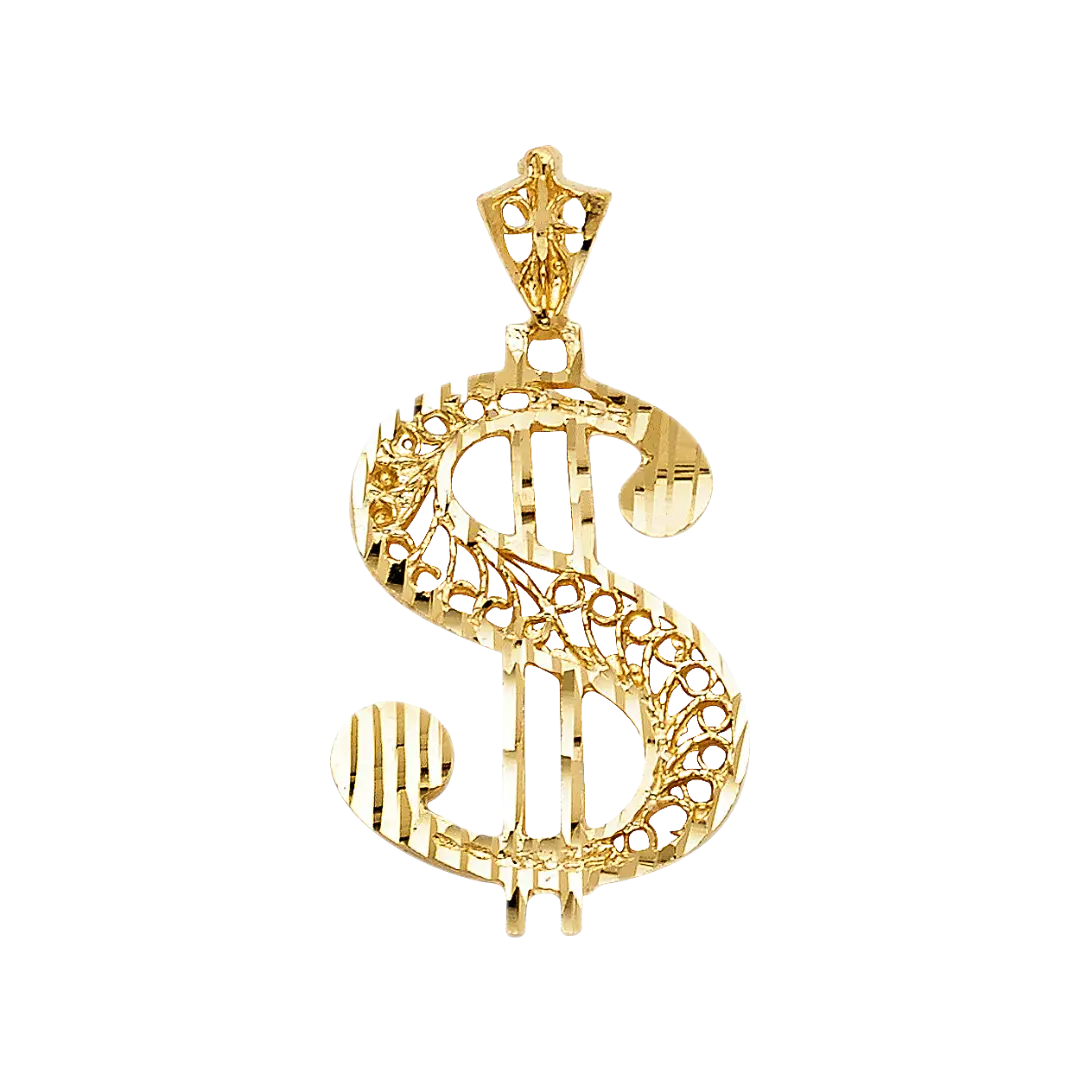 Dollar Sign Pendant - 14k Yellow Gold