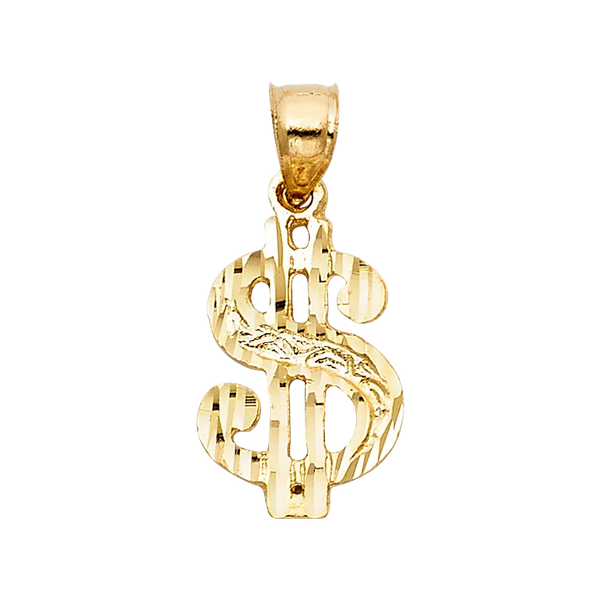 Dollar Sign Pendant - 14k Yellow Gold