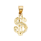 Dollar Sign Pendant - 14k Yellow Gold