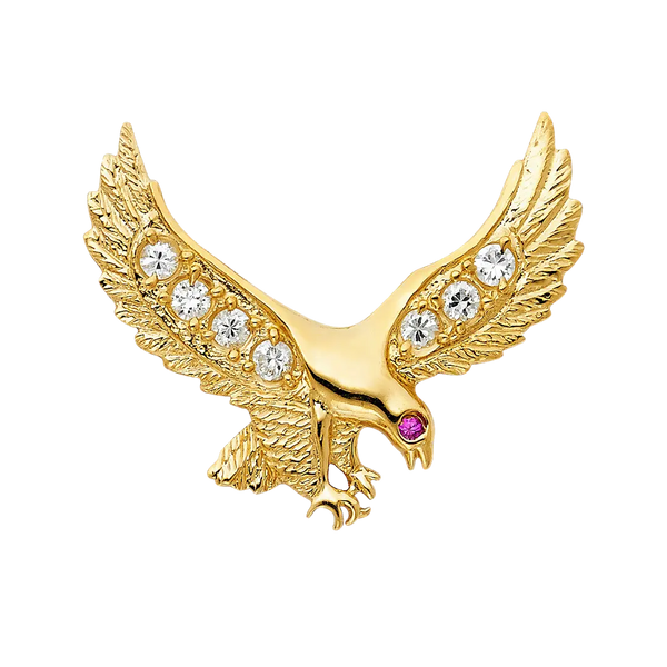 Eagle with CZ Pendant - 14k Yellow Gold