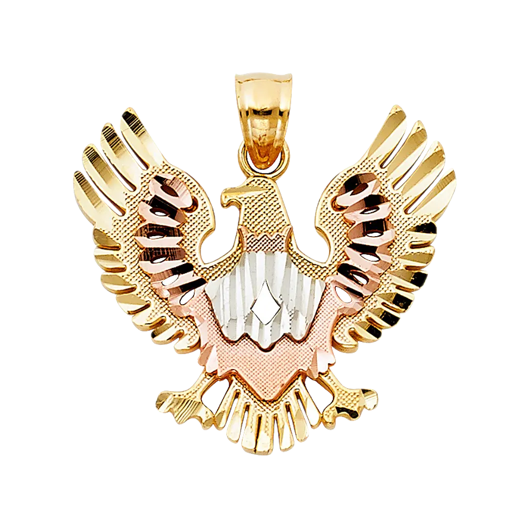 Eagle Pendant - 14k Tri Color Gold