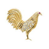 Rooster with CZ Pendant - 14k Yellow Gold