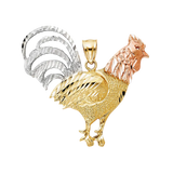 Rooster Pendant - 14k Tri Color Gold