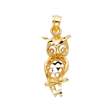 Owl Pendant - 14k Yellow Gold