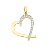 Heart with CZ Pendant - 14k Yellow Gold