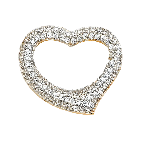 Heart with CZ Pendant - 14k Two Tone Gold