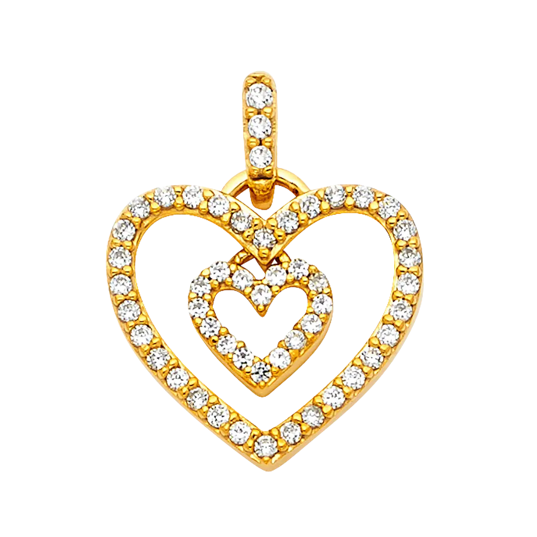 Heart with CZ Pendant - 14k Yellow Gold