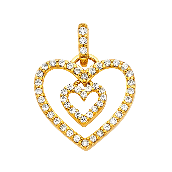 Heart with CZ Pendant - 14k Yellow Gold