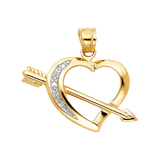 Heart with Arrow Pendant - 14k Two Tone Gold