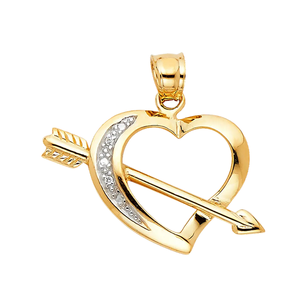 Heart with Arrow Pendant - 14k Two Tone Gold