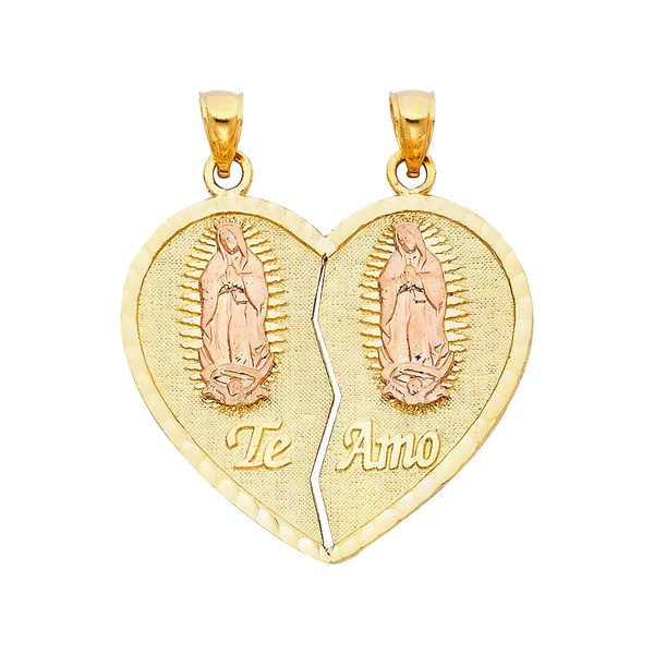 Te Amo Heart 2 Piece Pendant - 14k Two Tone Gold