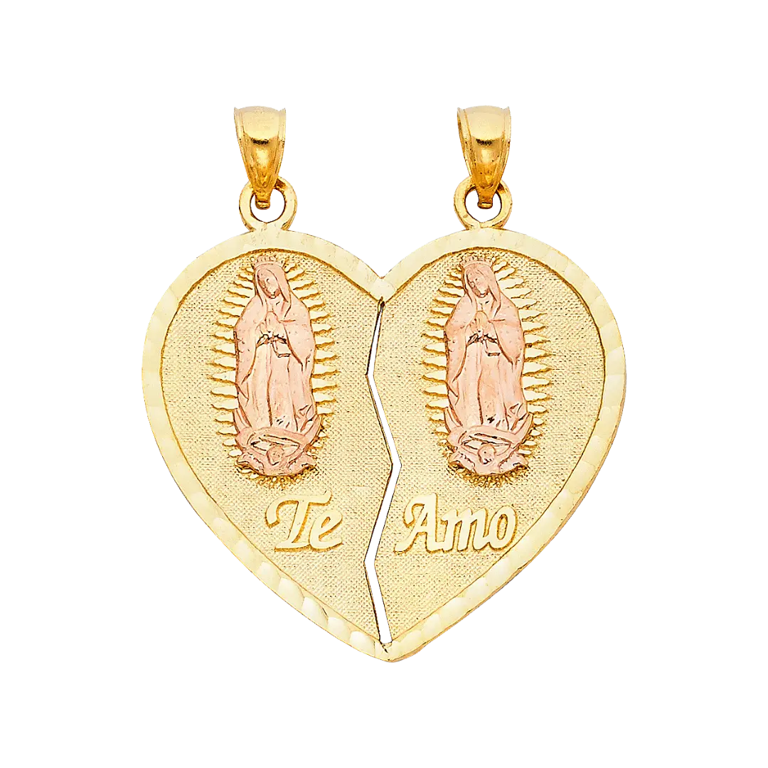 Te Amo Heart 2 Piece Pendant - 14k Two Tone Gold