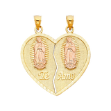 Te Amo Heart 2 Piece Pendant - 14k Two Tone Gold