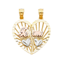 Te Amo Heart 2 Piece Pendant - 14k Tri Color Gold