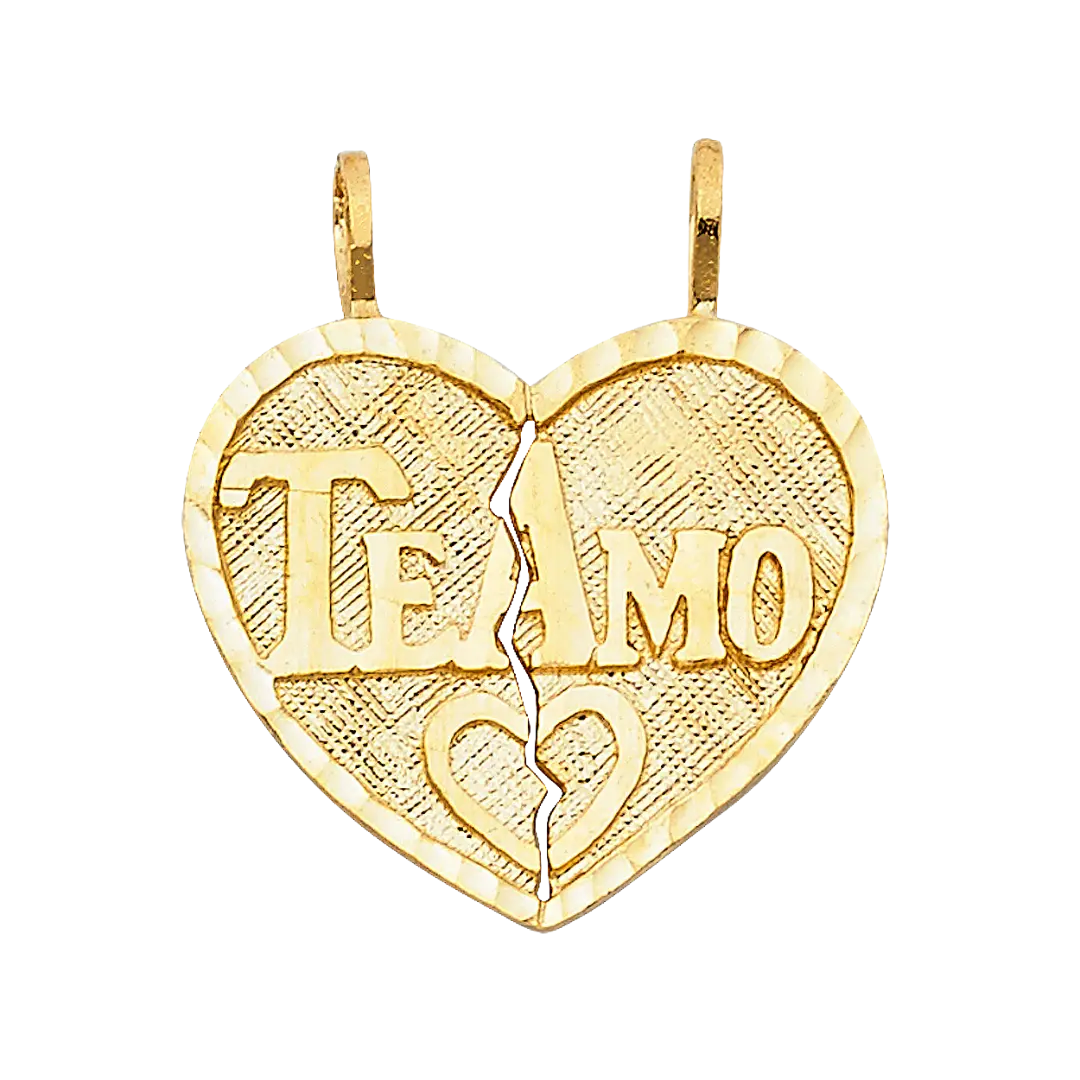 Te Amo Heart 2 Piece Pendant - 14k Yellow Gold