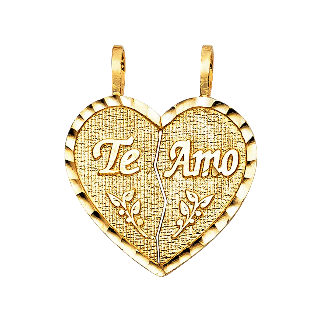 Te Amo Heart 2 Piece Pendant - 14k Yellow Gold