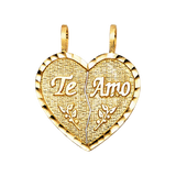 Te Amo Heart 2 Piece Pendant - 14k Yellow Gold